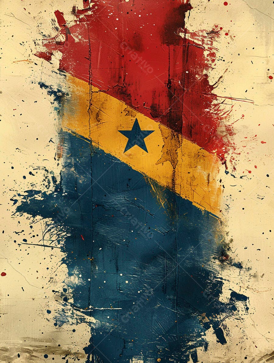 Bandeira de Gana estilo grunge com estrela negra e textura desgastada