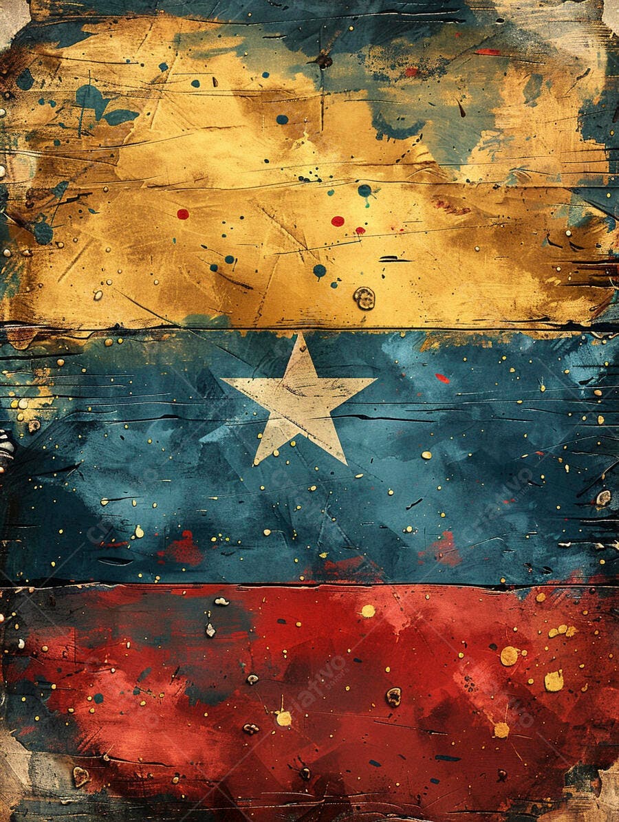 Bandeira grunge da Venezuela com textura amarela azul e vermelha