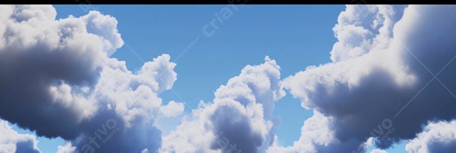 Nuvens brancas e azuis volumosas no céu limpo de dia