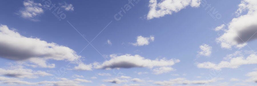 Céu azul com nuvens brancas e fofas em dia ensolarado