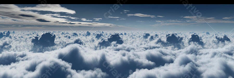 Nuvens brancas fofas no céu azul vista aérea panorâmica