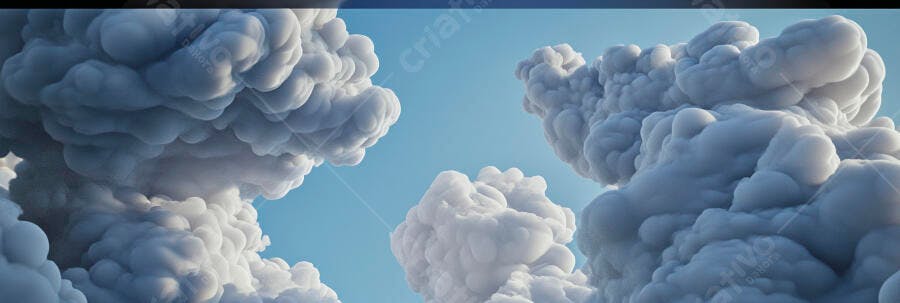 Imponentes nuvens brancas e cinzentas no céu azul vibrante
