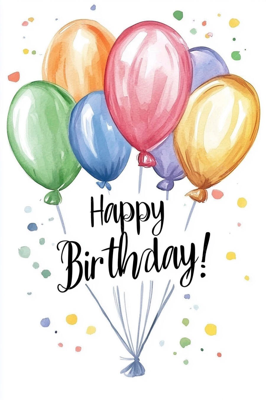 Balões coloridos de aquarela com texto Happy Birthday para celebração
