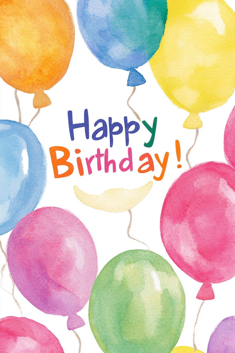 Balões de aquarela coloridos com mensagem Happy Birthday ilustração festiva
