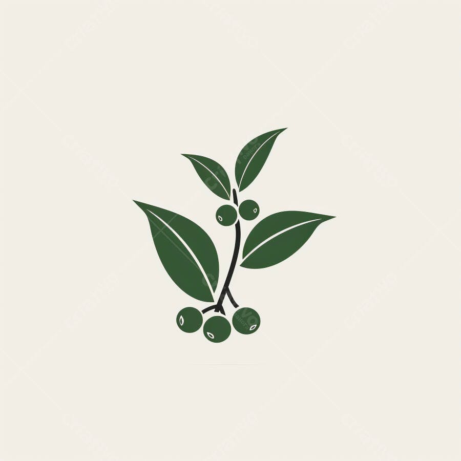 Ramo de planta com folhas verdes e frutos ilustração design orgânico