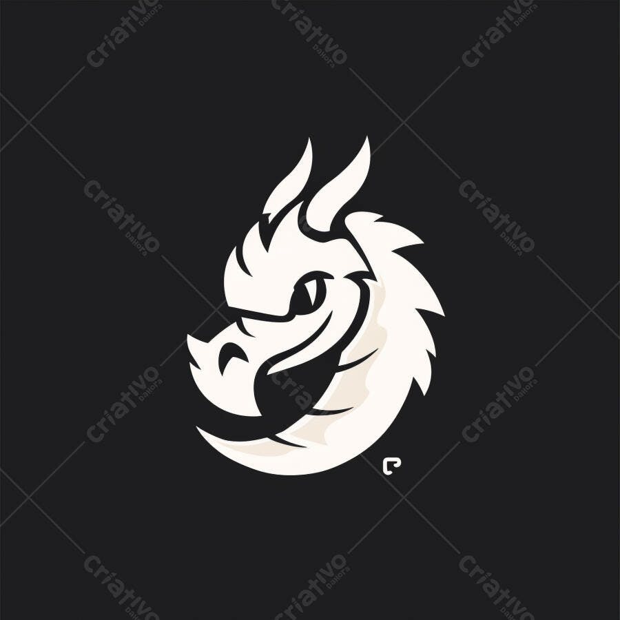 Cabeça de dragão branca estilizada logo mascote para eSports e games