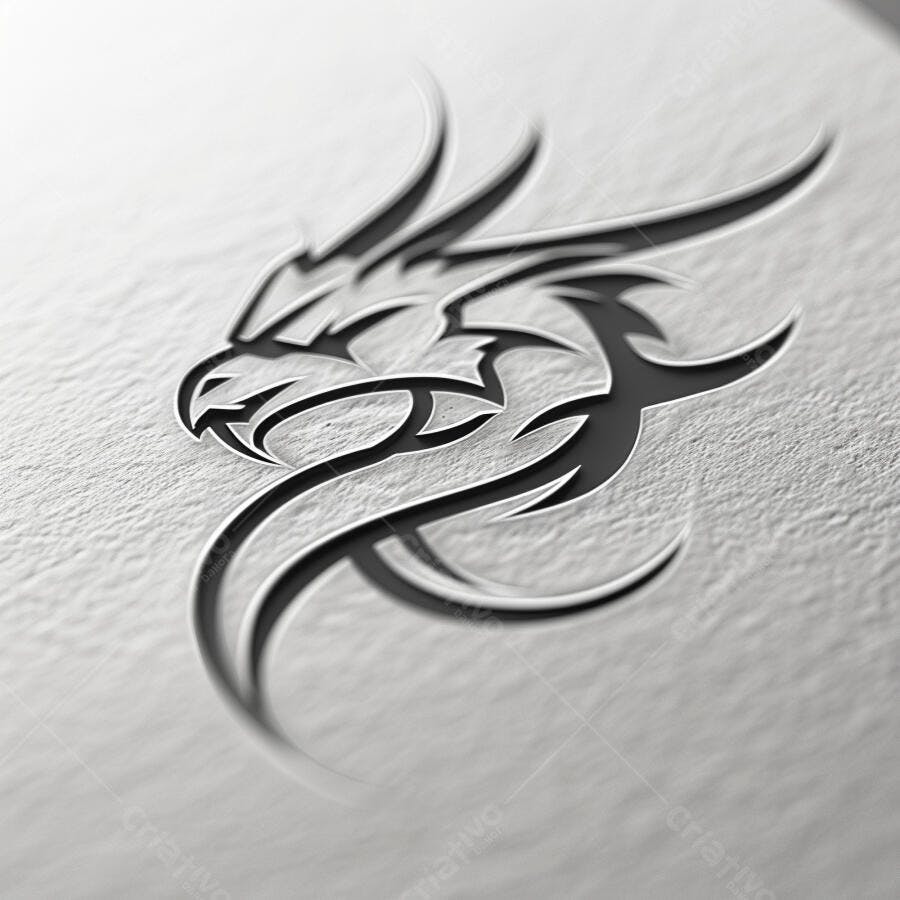 Dragão tribal em relevo cinza design de tatuagem forte