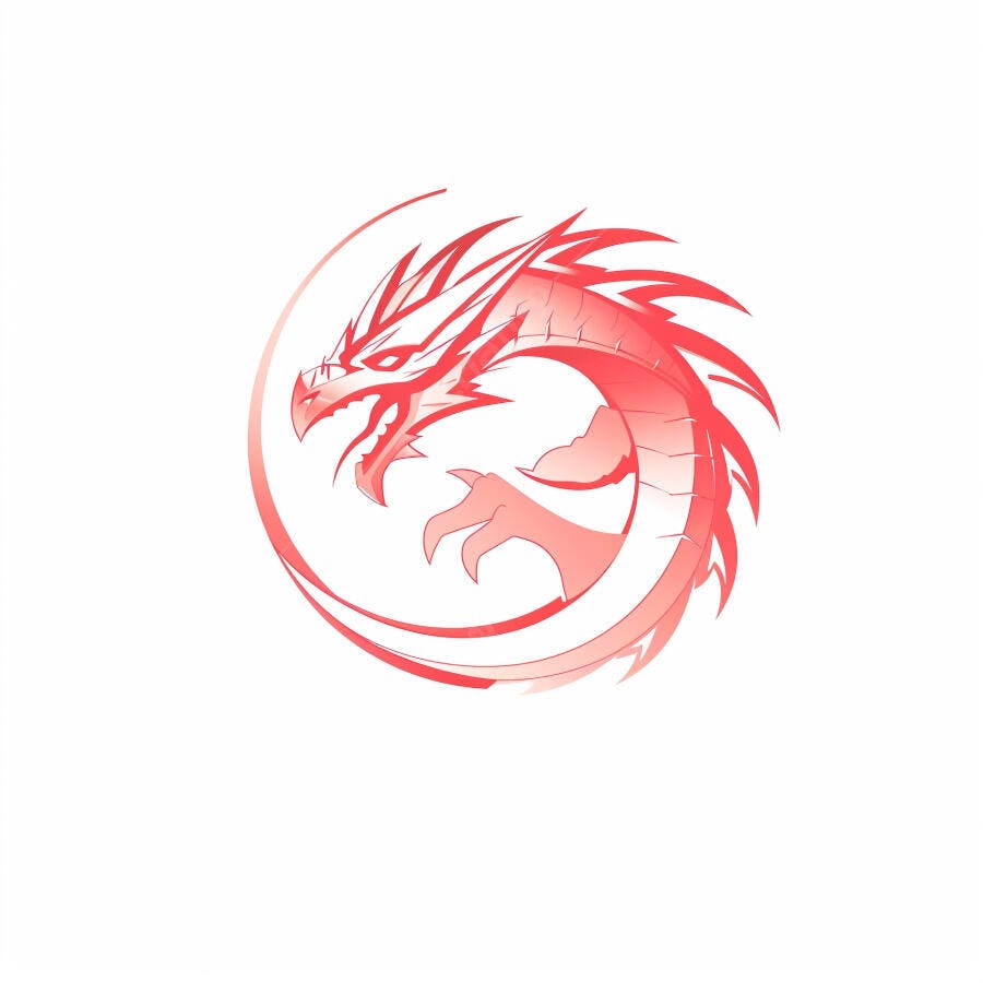 Dragão estilizado vermelho em círculo ilustração digital