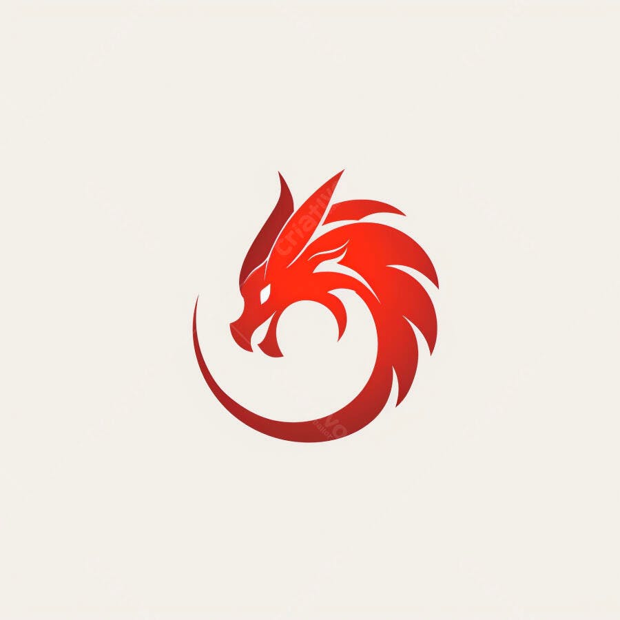 Dragão vermelho estilizado logo design moderno em fundo claro