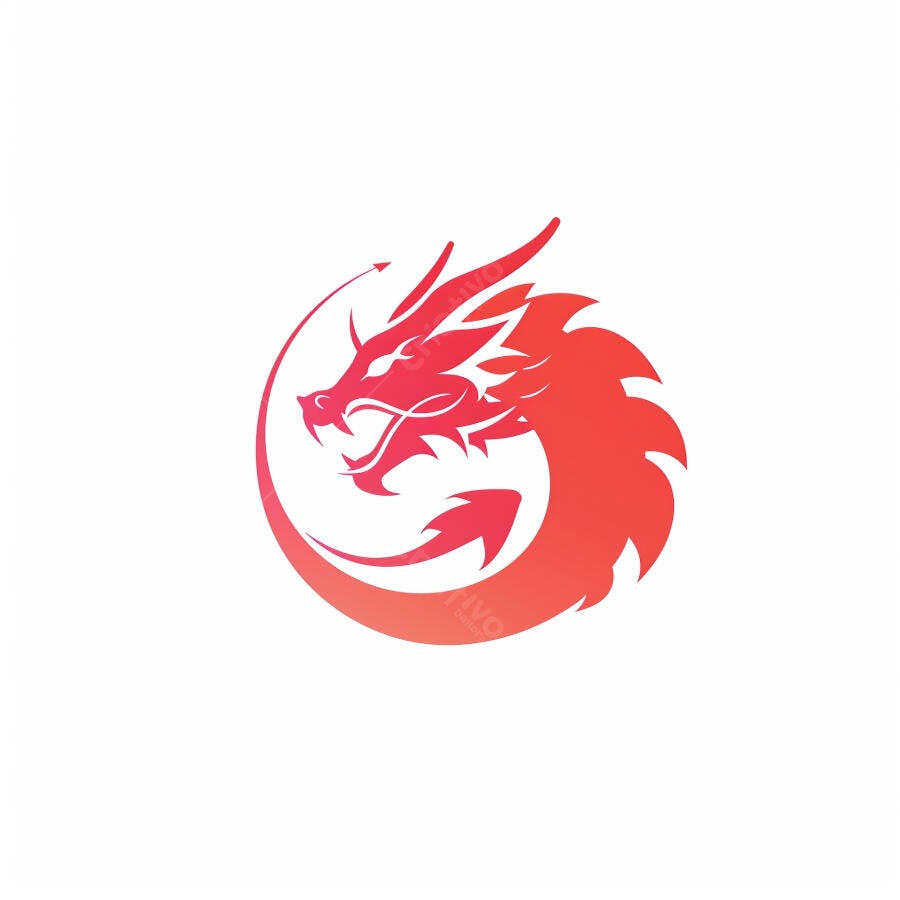Dragão vermelho estilizado furioso em forma circular logo