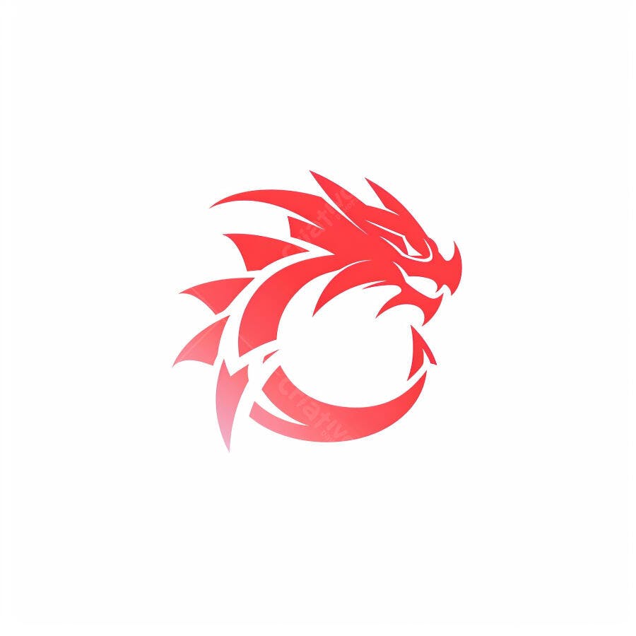 Dragão estilizado vermelho poderoso para logo ou emblema circular