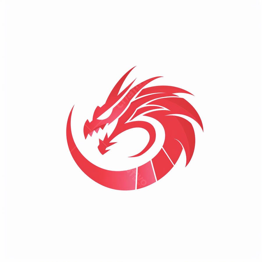 Dragão estilizado vermelho logo design de mascote em arte vetorial