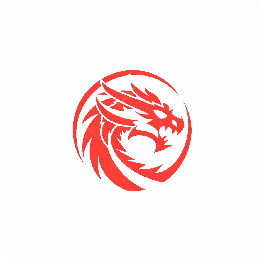 Cabeça de dragão vermelho em círculo logo abstrato forte