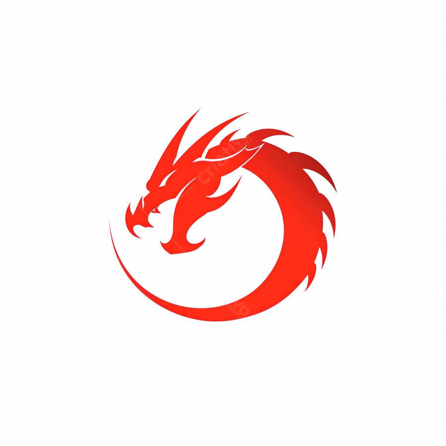 Dragão vermelho estilizado em formato circular logo poderoso