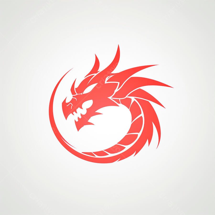 Dragão vermelho logo estilizado cabeça de fera em fundo claro