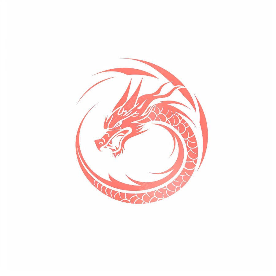 Dragão tribal vermelho em formato circular ícone de força