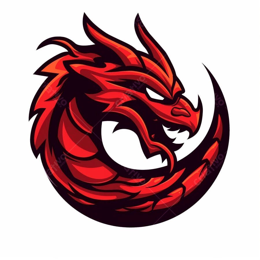 Dragão vermelho estilizado cabeça logo mascote feroz