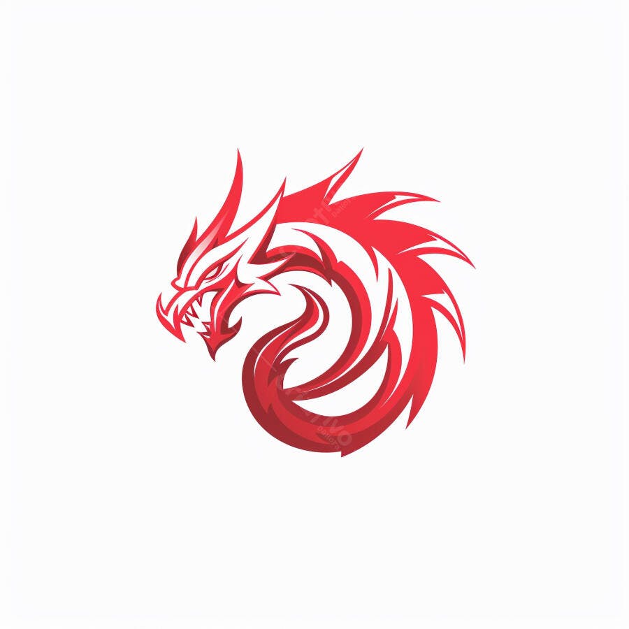 Dragão vermelho estilizado agressivo mascote logo fundo branco