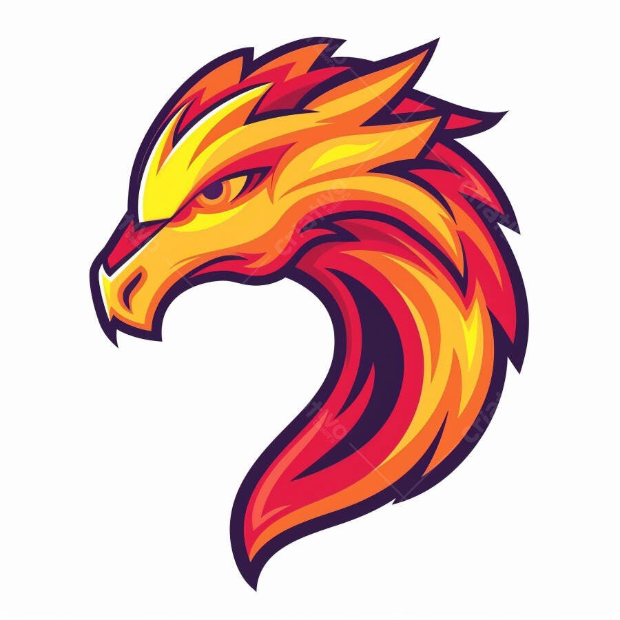 Dragão cabeça de perfil vibrante em tons de fogo logotipo e-sports