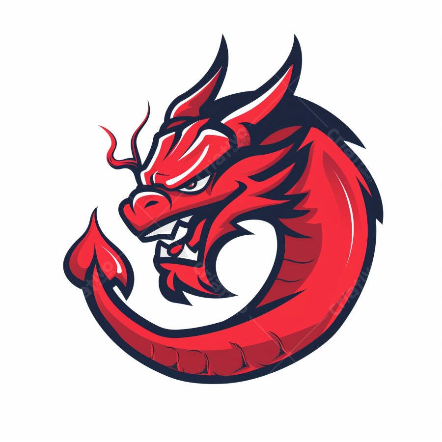 Dragão vermelho logo de mascote agressivo para esports