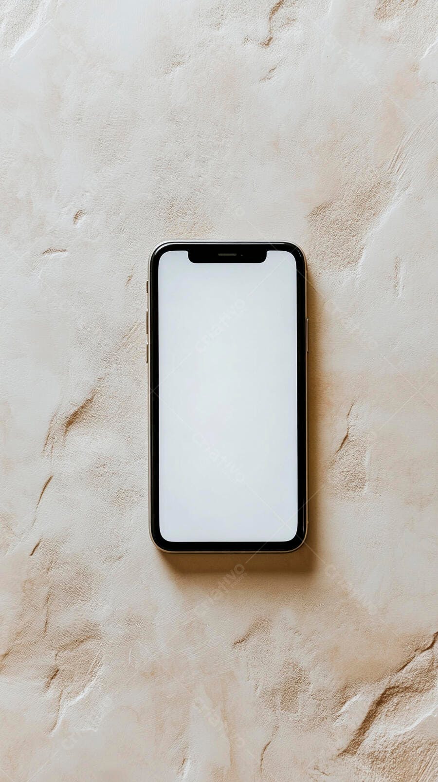 Smartphone moderno tela em branco sobre fundo bege texturizado