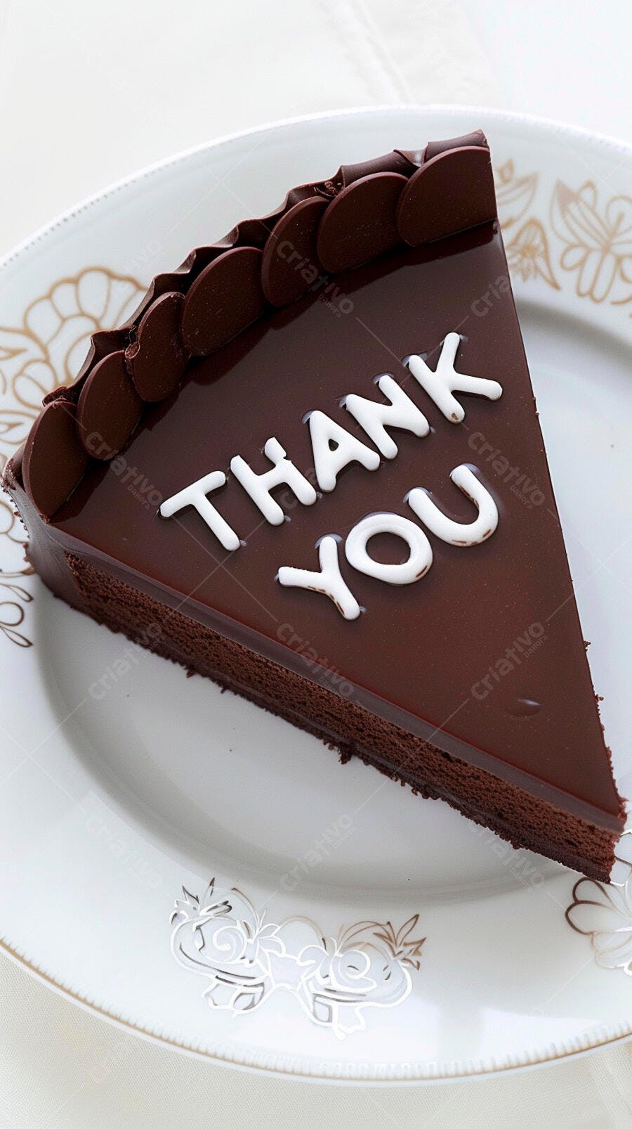Bolo de chocolate "Thank You" em fatia individual com cobertura brilhante