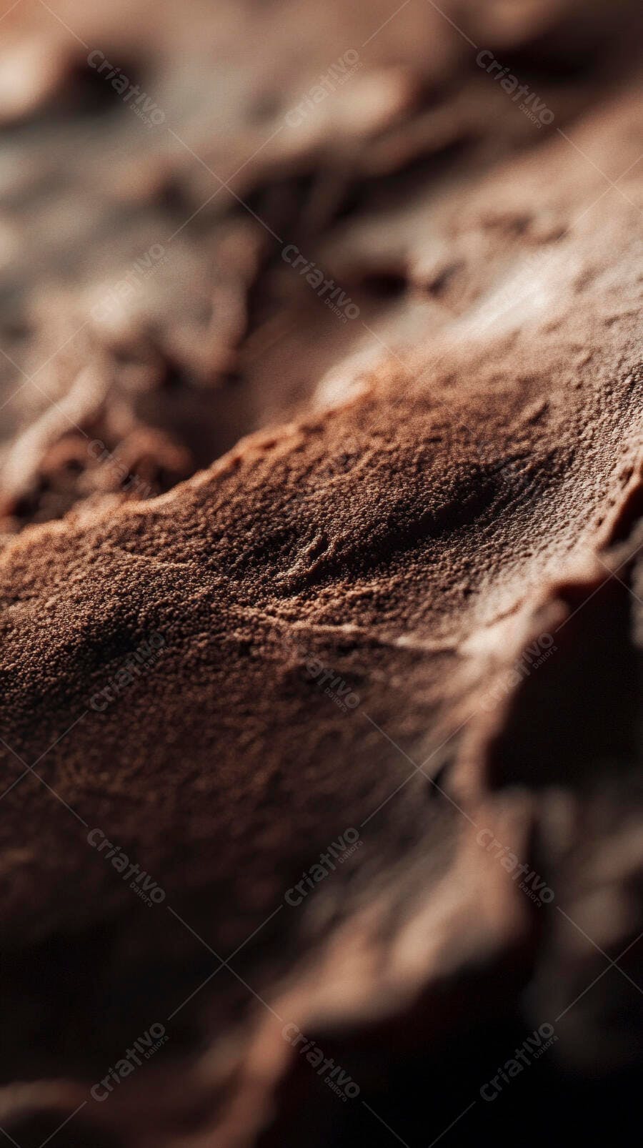 Textura orgânica marrom escura em close-up com profundidade e detalhes