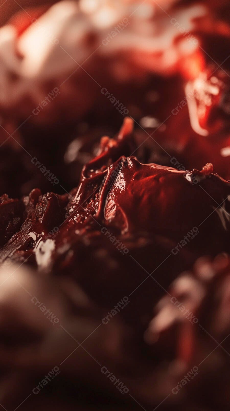 Compota de frutas vermelhas escuras e brilhantes closeup