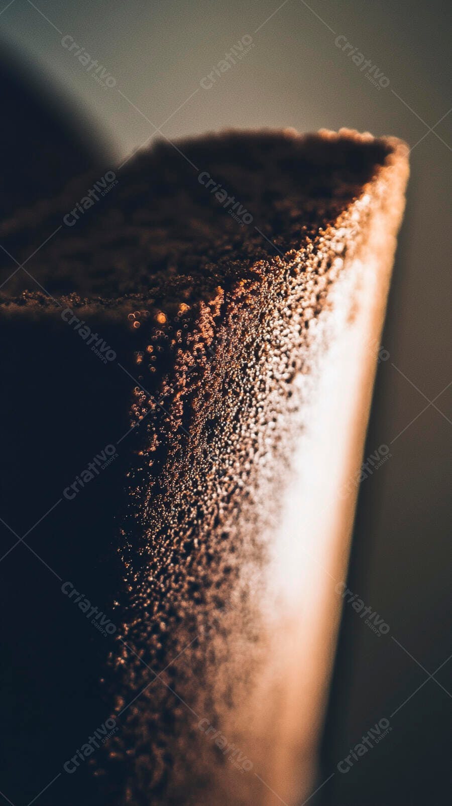 Textura de café moído destacada por luz dourada