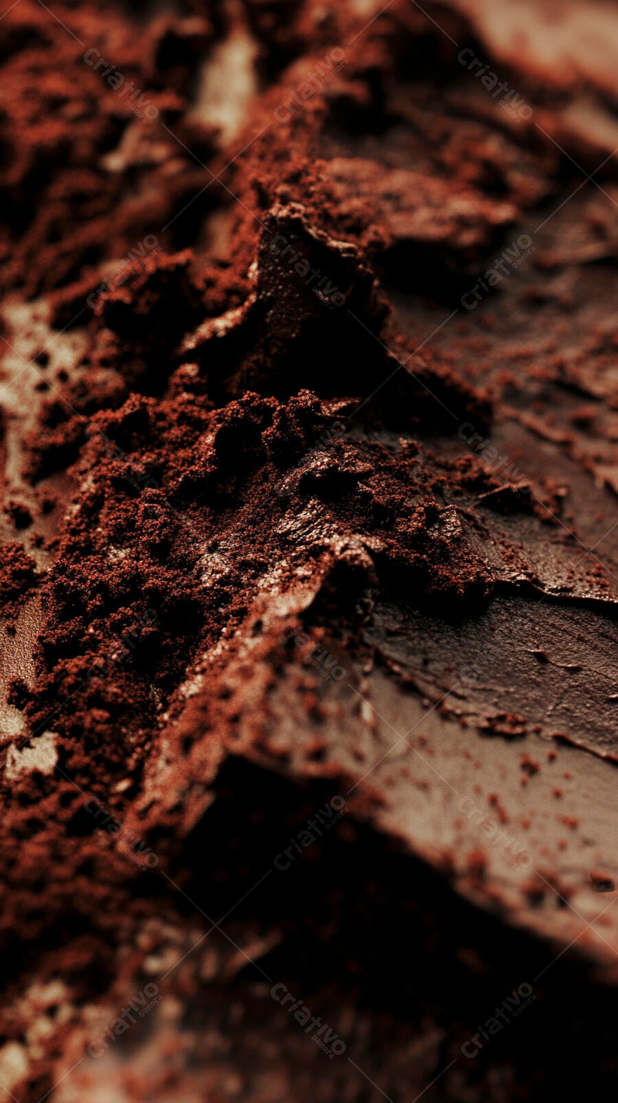 Textura de chocolate escuro com cacau em pó detalhe macro