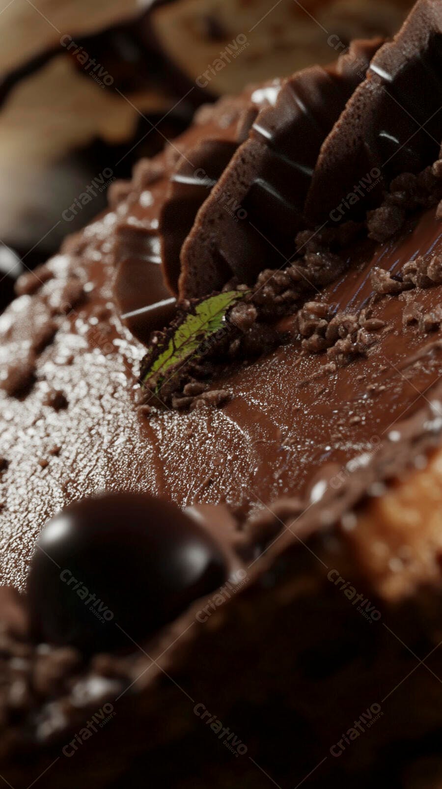Bolo de chocolate escuro com ganache cremosa e raspas