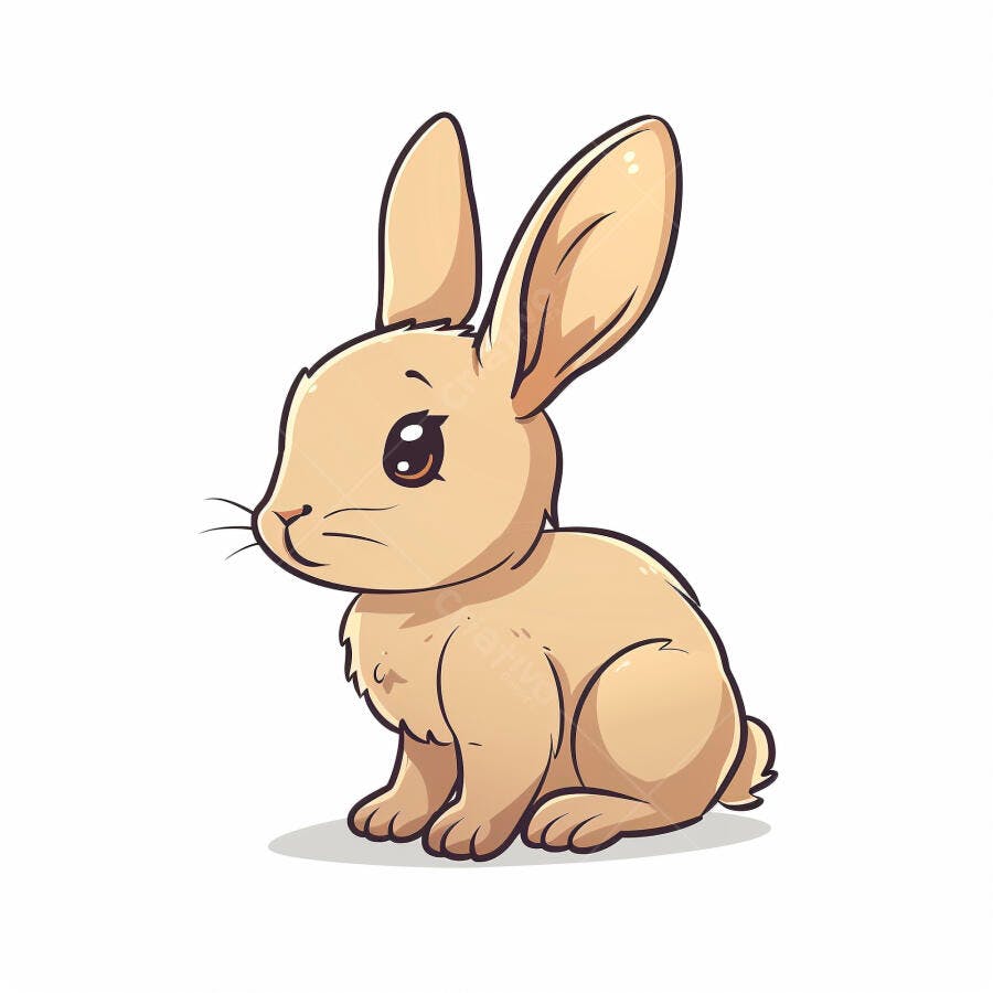 Coelho fofo marrom claro sentado em ilustração de desenho animado