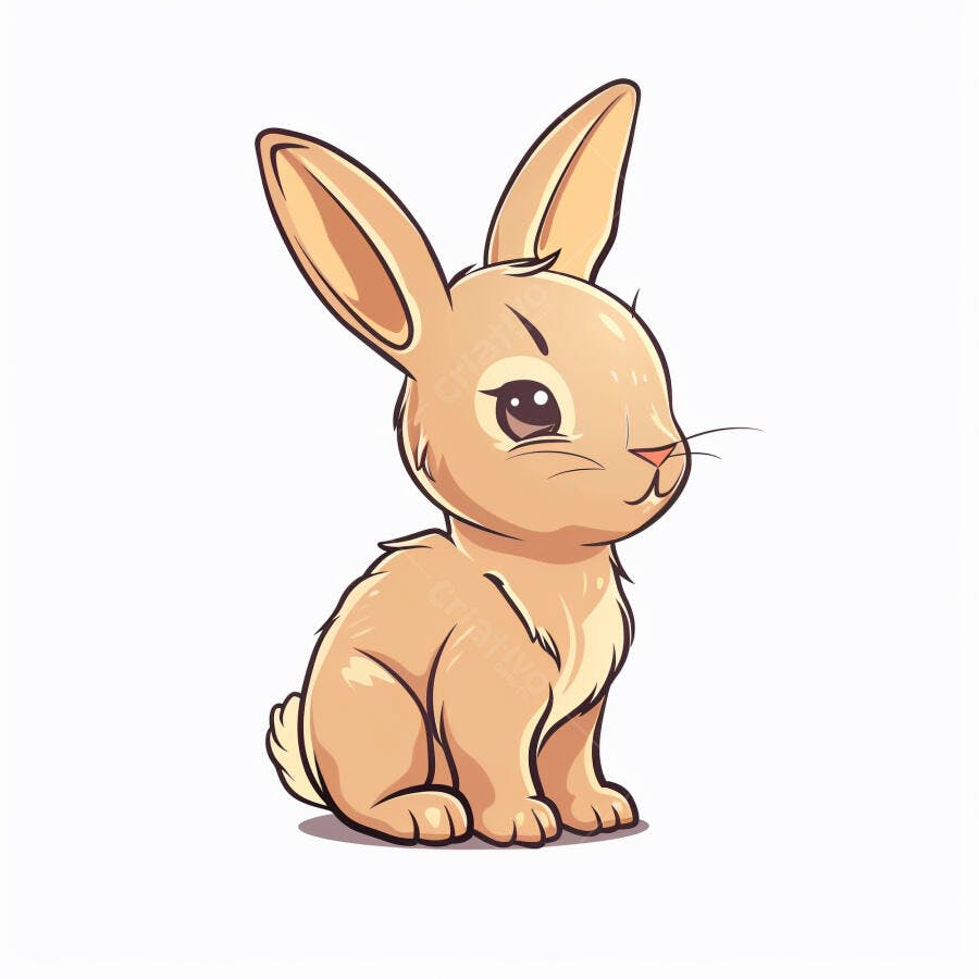 Coelho bebê desenho animado fofo marrom claro sentado
