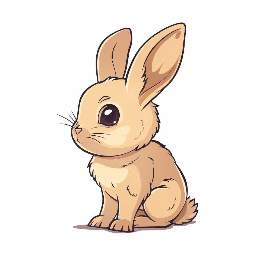 Coelho filhote fofo desenho animado bege e branco isolado