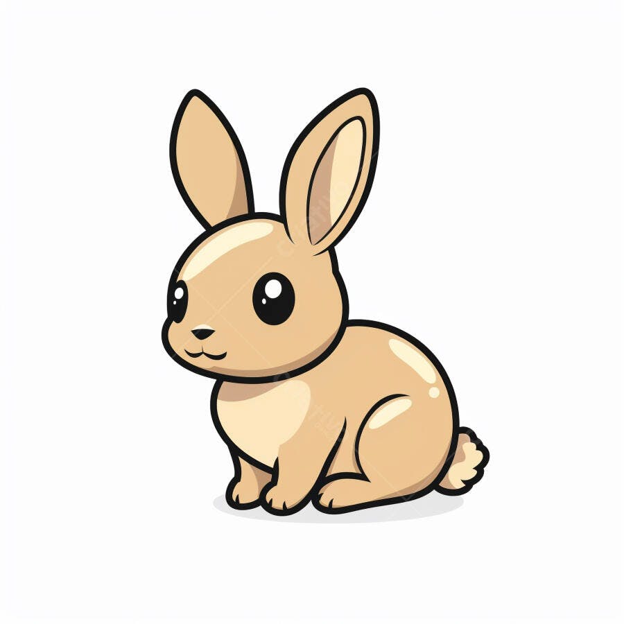 Coelho fofo marrom claro de desenho animado em fundo branco