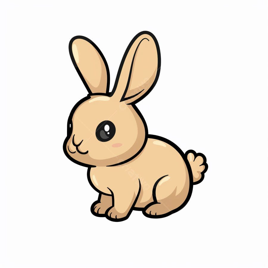 Coelho fofo marrom de desenho animado com olhos grandes em fundo branco