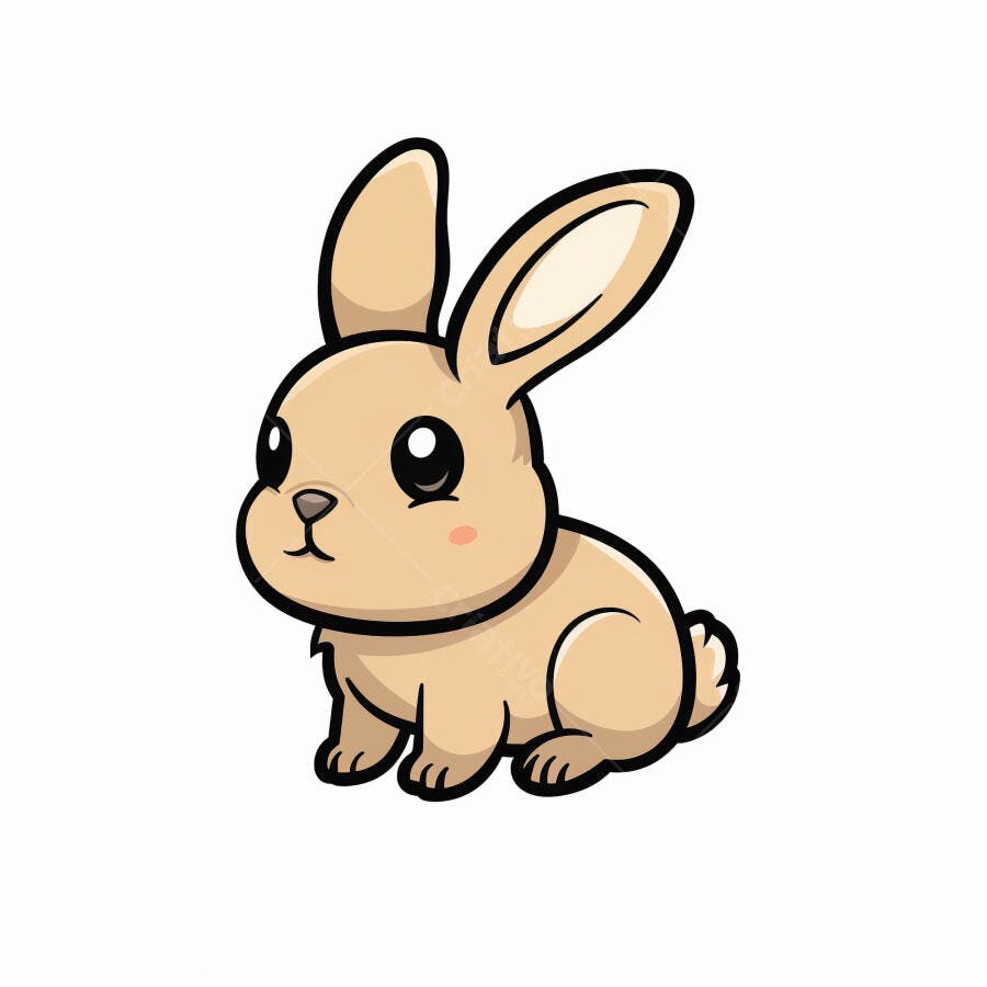 Coelho marrom claro desenho animado fofo em fundo branco