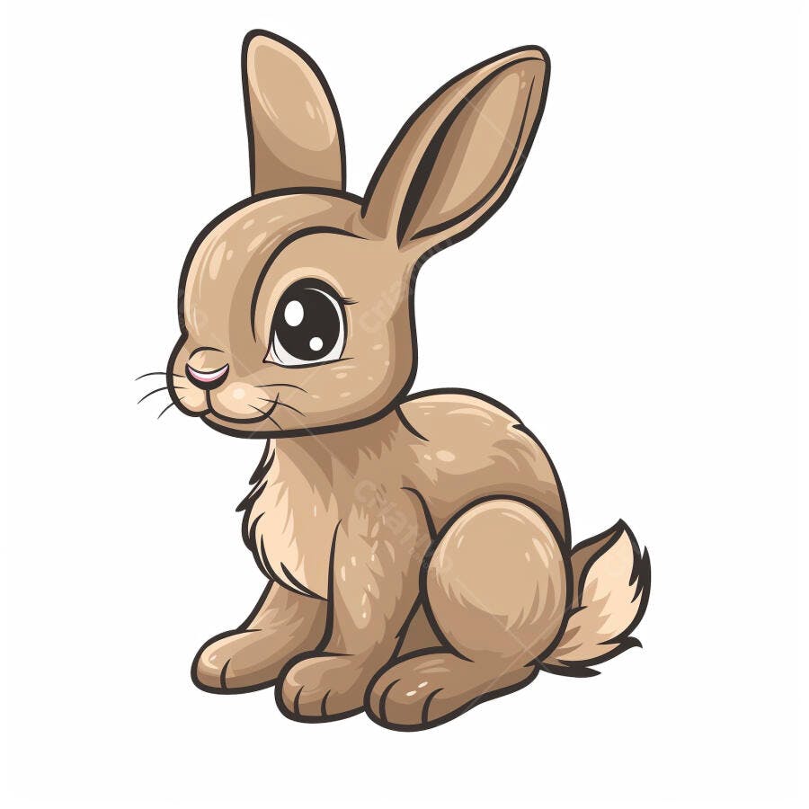 Coelho marrom fofo ilustração estilo desenho animado sentado