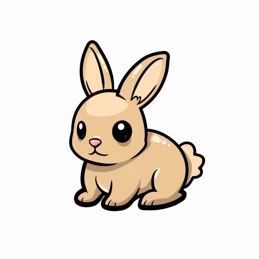 Coelho de desenho animado fofo em fundo branco isolado