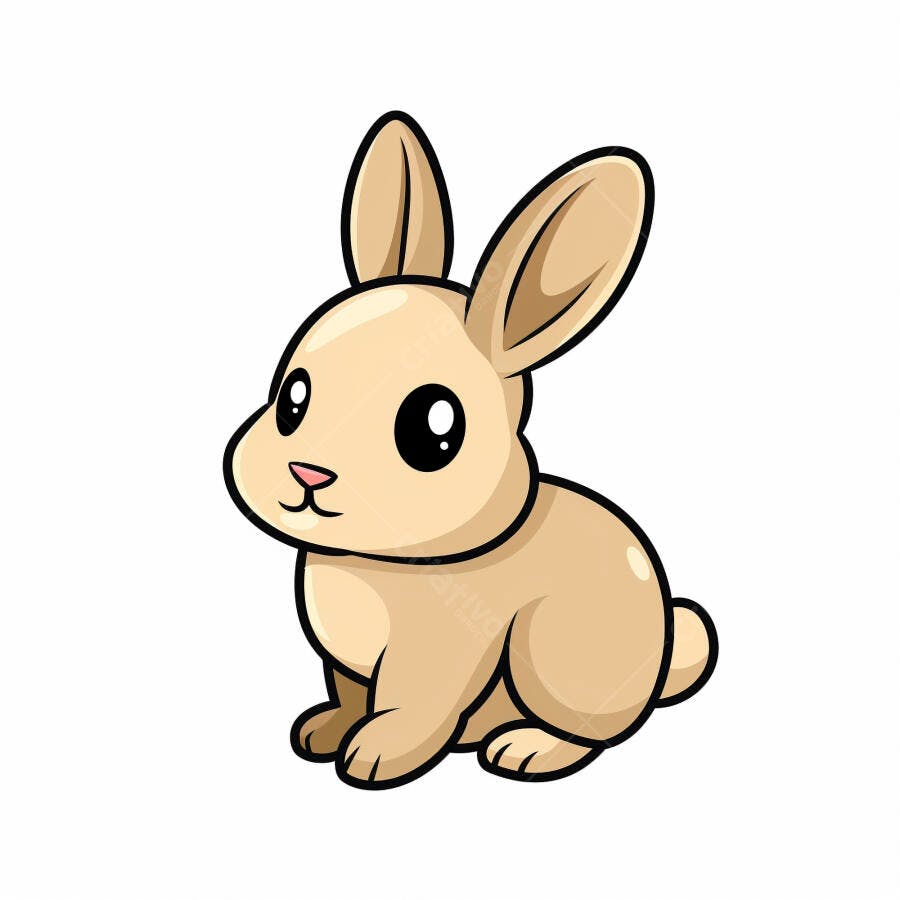 Coelho fofo marrom ilustração infantil fundo branco