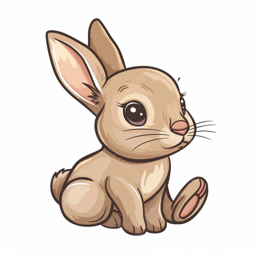 Coelhinho fofo ilustração desenho animado em fundo branco