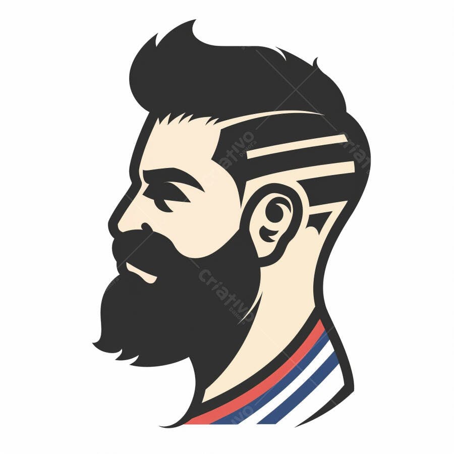 Ícone de barbeiro homem com barba cabelo topete e corte moderno