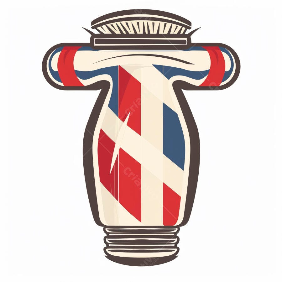 Poste de barbeiro retrô com cores da bandeira britânica design clássico