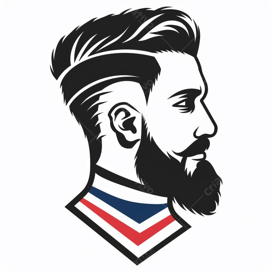 Ilustração de barbeiro com barba e cabelo moderno estilizado perfil