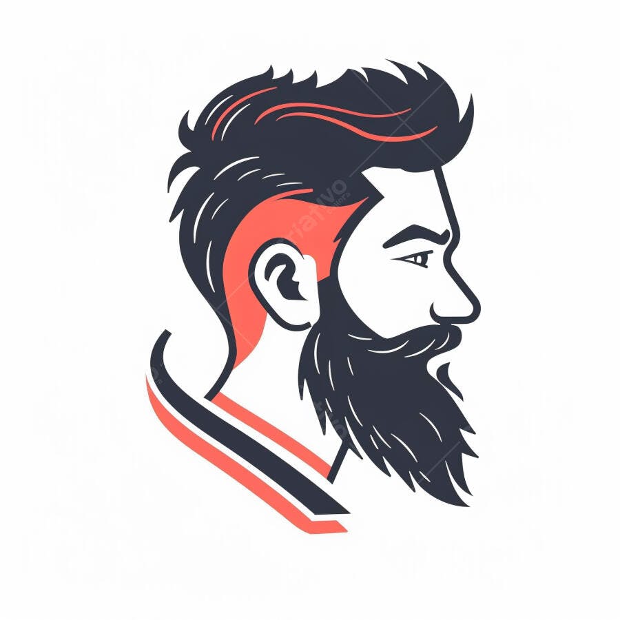 Homem barbudo com cabelo undercut moderno ilustração vetor
