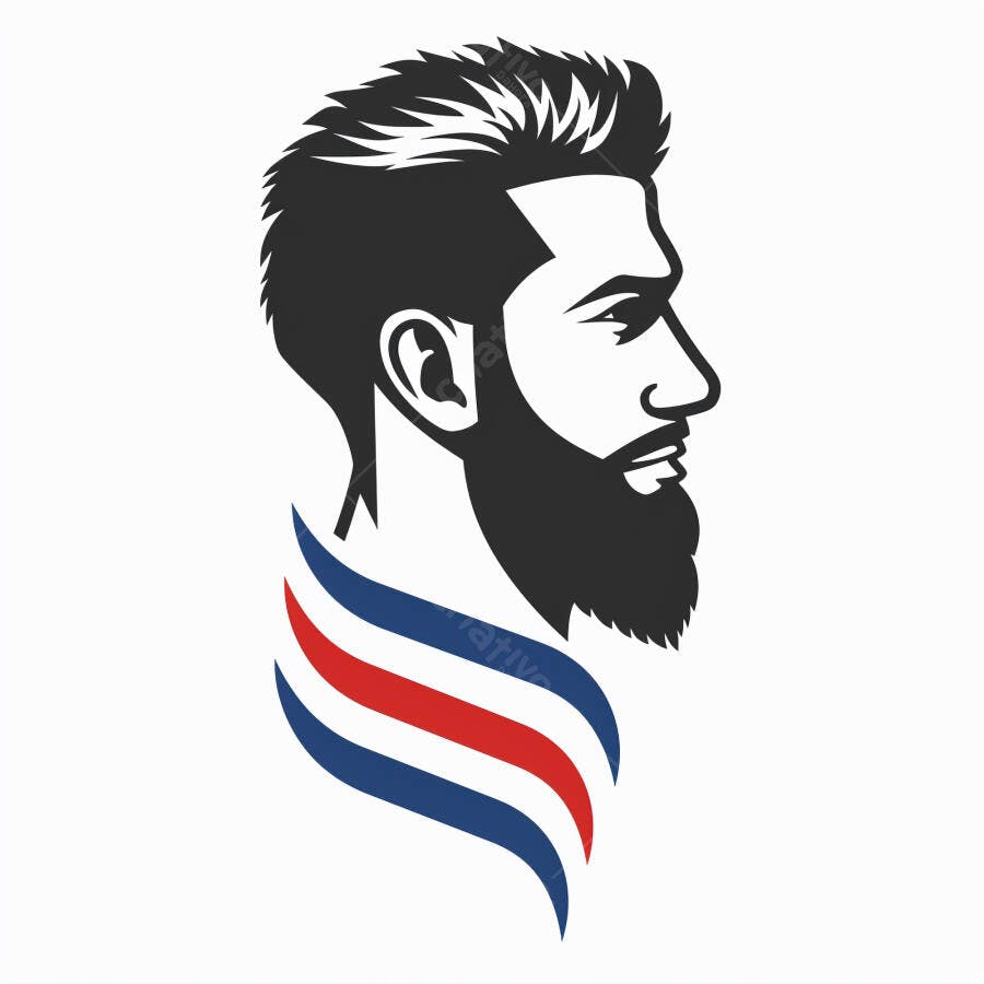 Homem com barba e corte undercut perfil logo de barbearia moderno