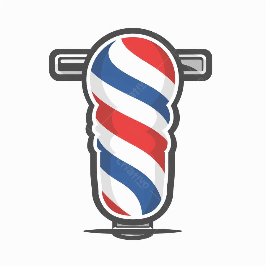 Poste de barbeiro clássico vermelho branco e azul ícone de barbearia