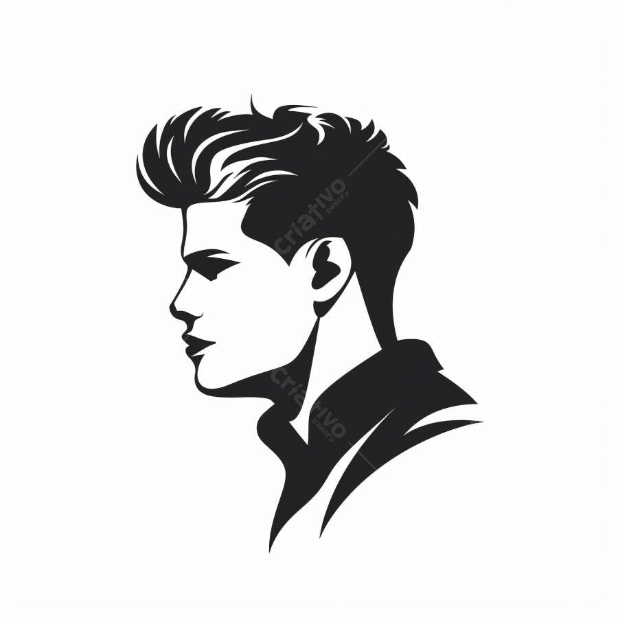 Homem jovem estiloso de perfil com cabelo moderno em preto e branco