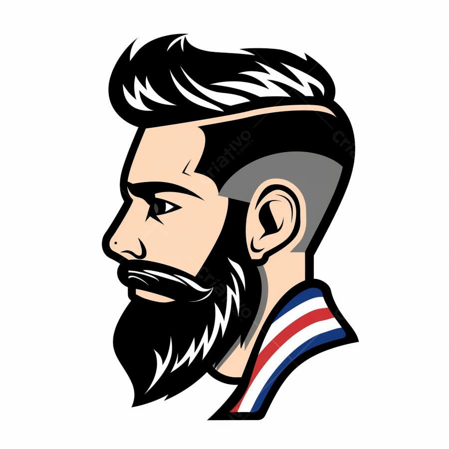 Barbeiro moderno perfil com cabelo undercut preto e barba cheia estilosa