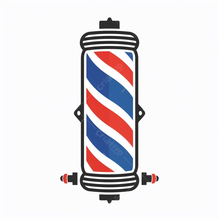 Poste de barbeiro clássico com listras vermelho branco azul ícone de barbearia